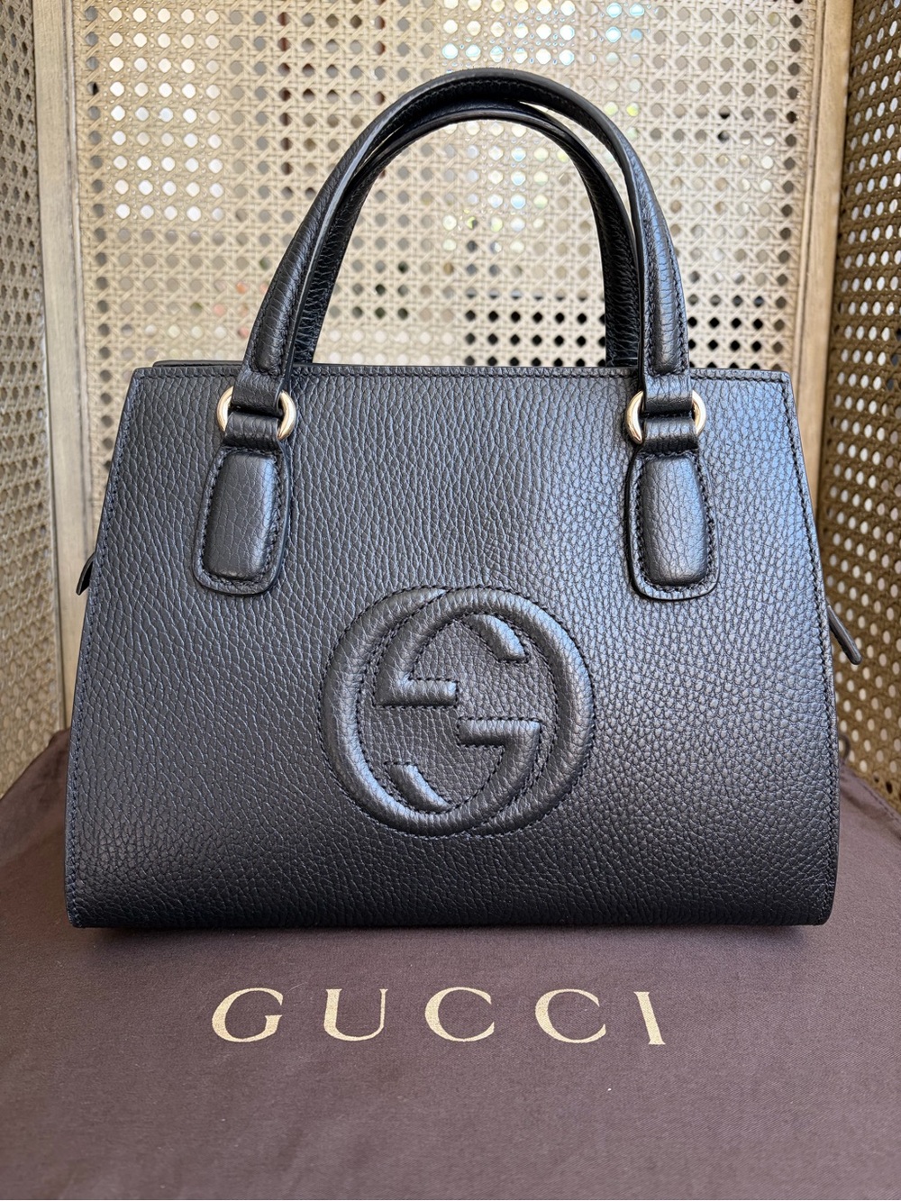 Gucci Soho Top Handle Leather Small And Crossbody With COA
